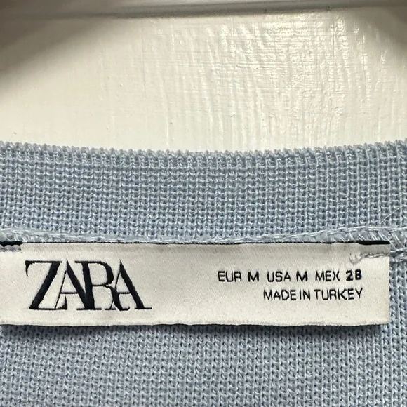 Zara Powder Blue Cropped Button-Front Cardigan - Picture 5 of 7